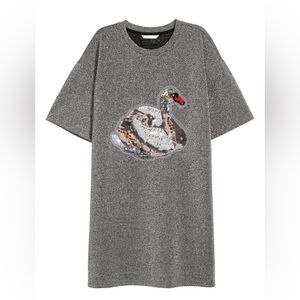 H&M Sparkle Shirt Dress with Sequin Swan Detail